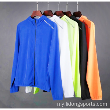 ပါးလွှာသော zip zip polyester အမျိုးသားများအားကစား windbreaker ဂျာကင်အင်္ကျီ